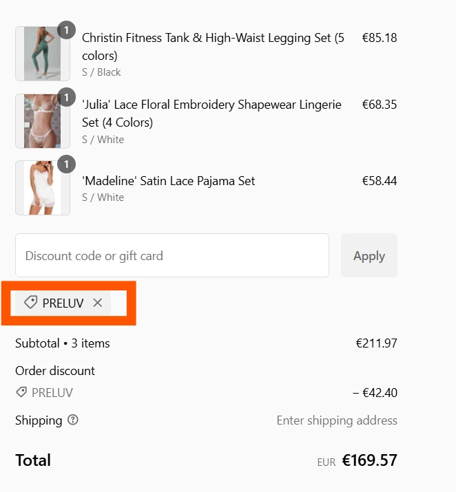 Kyria Lingerie verified Coupon code PRELUV